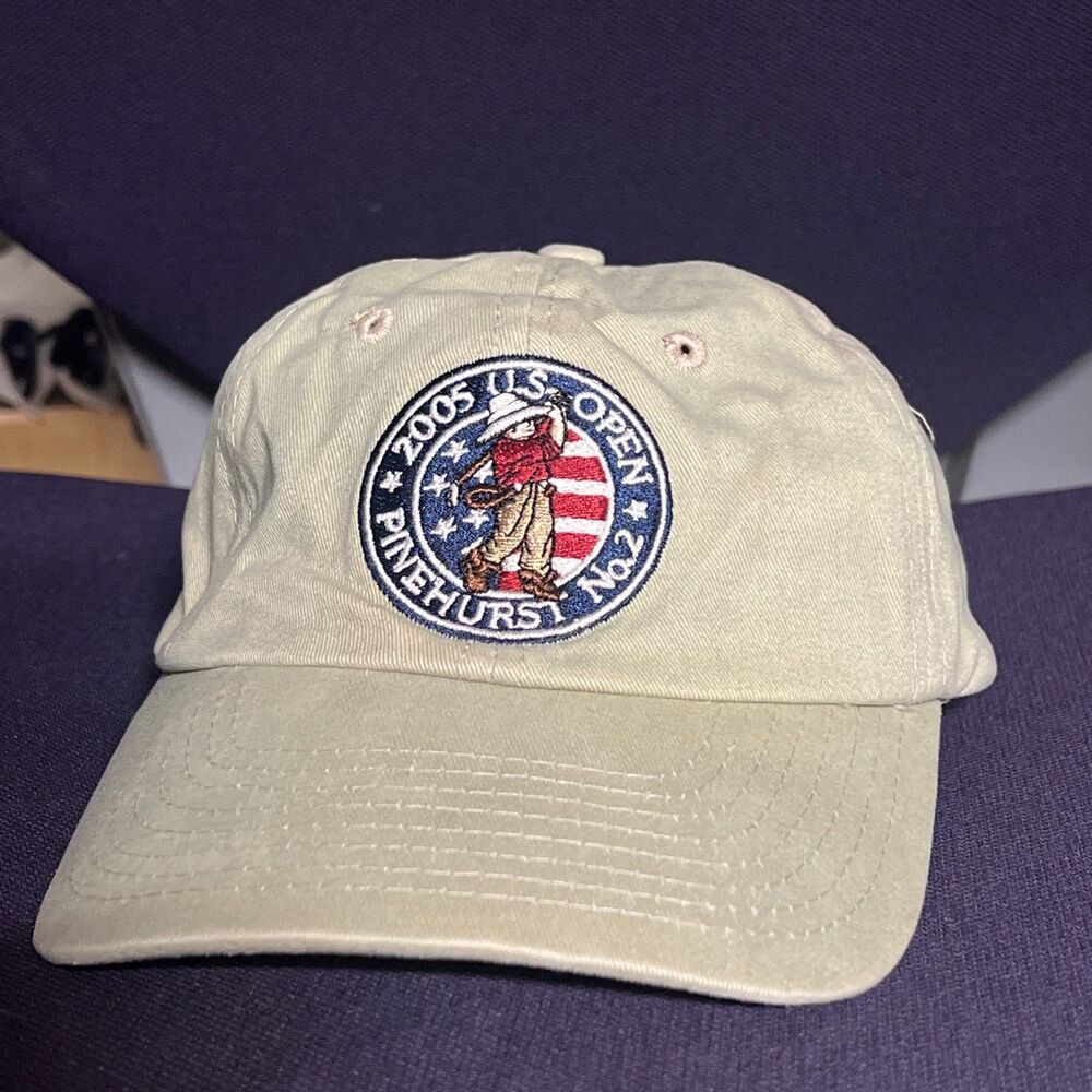 USGA 2005 US Open Pinehurst No 2 Member Hat Tan Golf Baseball Cap Adjustable